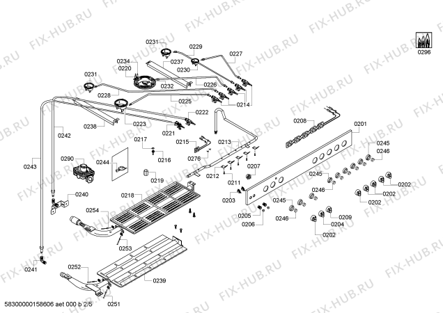 Схема №2 HSG727125M Bosch с изображением Ручка для электропечи Bosch 00618235