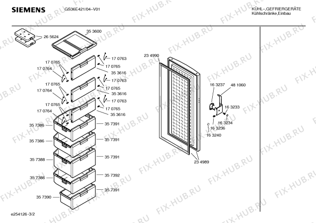 Схема №1 GS32E451 с изображением Инструкция по эксплуатации для холодильной камеры Siemens 00586709