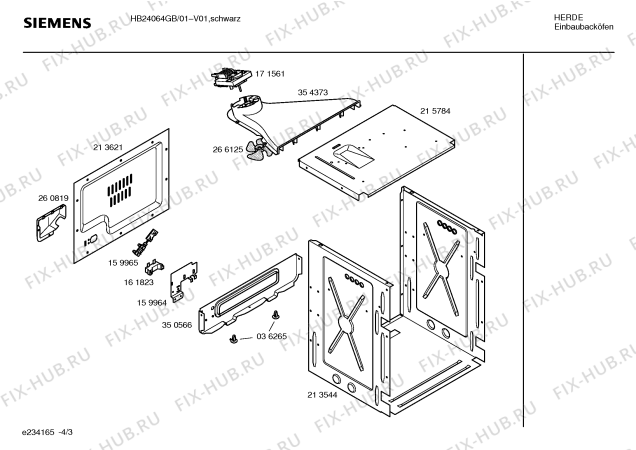 Взрыв-схема плиты (духовки) Siemens HB24064GB - Схема узла 03