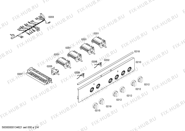 Взрыв-схема плиты (духовки) Bosch HSN120120S - Схема узла 02
