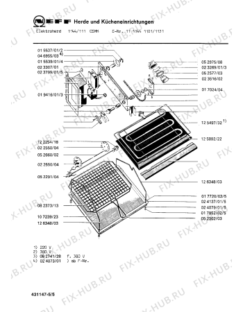 Взрыв-схема плиты (духовки) Neff 1111441131 1144/111CSMK - Схема узла 05