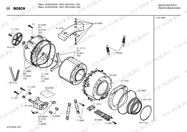 Схема №2 WFL1851II Maxx Aquavigil с изображением Инструкция по установке и эксплуатации для стиралки Bosch 00523389