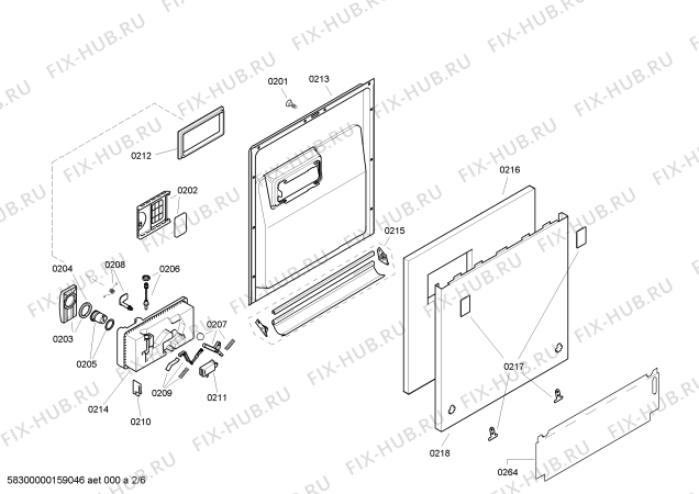 Схема №2 CG647J5 с изображением Модуль управления для посудомойки Bosch 00656597