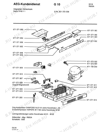 Взрыв-схема холодильника Aeg SAN3142-1 I - Схема узла Refrigerator cooling system