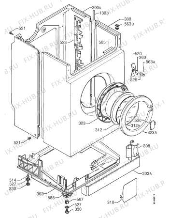 Взрыв-схема стиральной машины Aeg 1271ELECTR - Схема узла Cabinet + armatures