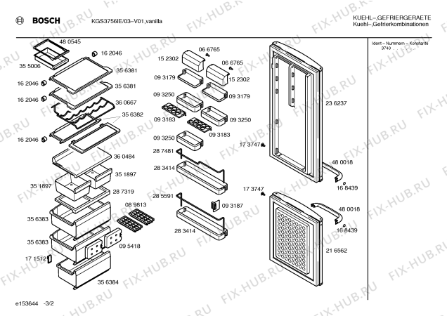 Схема №1 KGS3756IE с изображением Панель для холодильной камеры Bosch 00359834