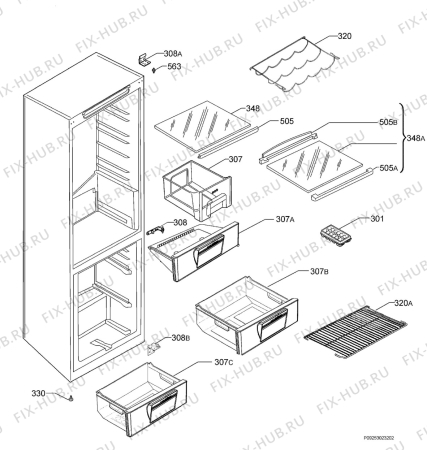 Взрыв-схема холодильника Zanussi ZK34/11F6 - Схема узла Housing 001