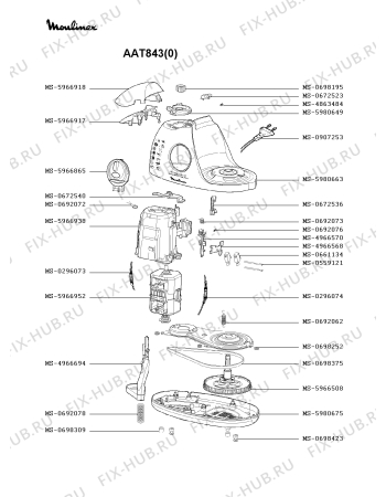 Взрыв-схема кухонного комбайна Moulinex AAT843(0) - Схема узла 4P000306.4P3