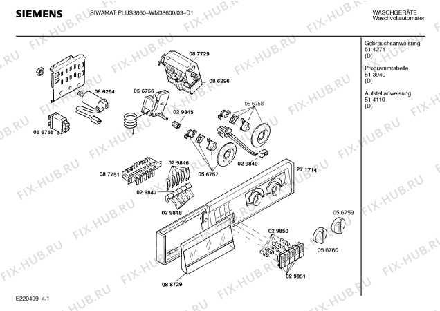 Схема №3 WM38600 SIWAMAT PLUS 3860 с изображением Панель управления для стиралки Siemens 00271714