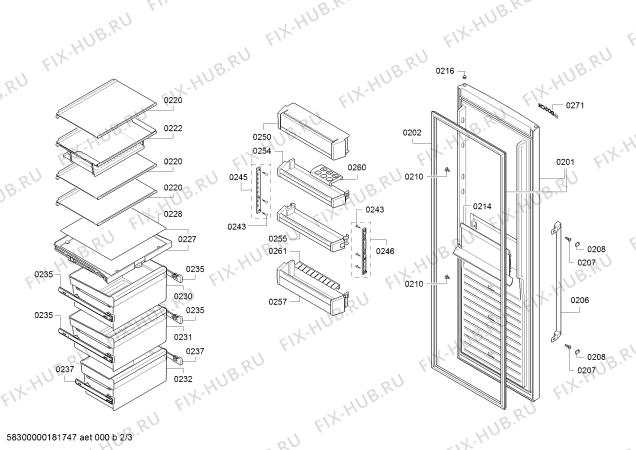 Схема №2 KSF36EI40 Exclusiv с изображением Инструкция по установке/монтажу для холодильной камеры Bosch 00789919