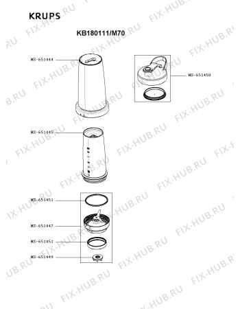 Взрыв-схема блендера (миксера) Krups KB180111/M70 - Схема узла 1P006015.7P2