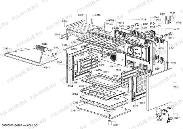 Взрыв-схема плиты (духовки) Bosch HSB738155Z - Схема узла 03