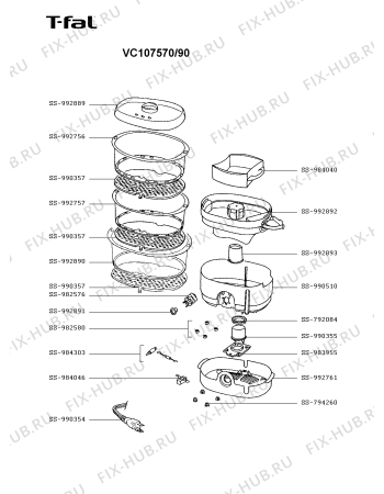 Схема №1 VC107570/90 с изображением Крышка для электропароварки Seb SS-992889