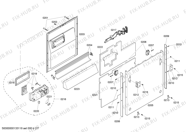 Взрыв-схема посудомоечной машины Bosch SHV99A13UC Apexx - Схема узла 02