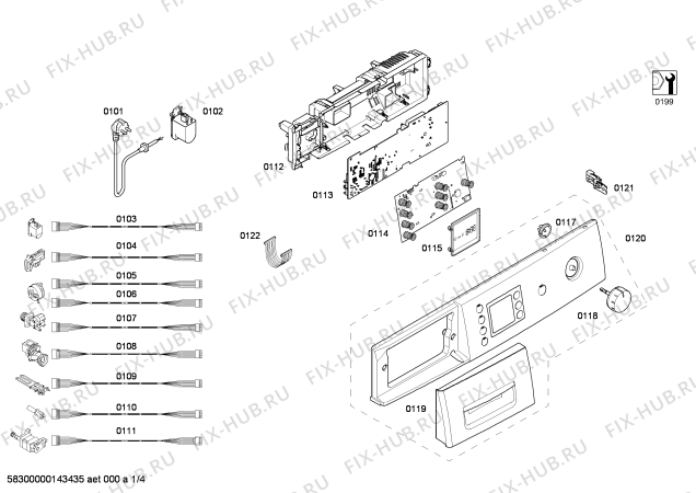 Схема №1 WAE20464BY с изображением Панель управления для стиралки Bosch 00677336