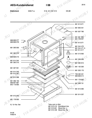 Взрыв-схема плиты (духовки) Aeg 5250F-W - Схема узла Section2