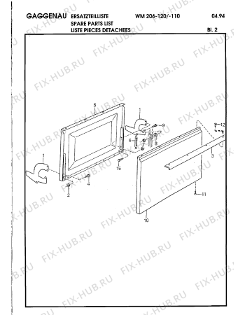 Схема №2 WM206120 WM206 с изображением Накладка для стиральной машины Bosch 00159073