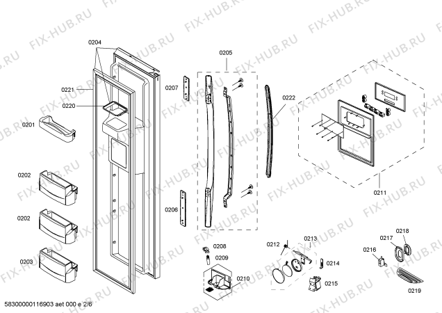 Схема №2 KA58NA70AU с изображением Заглушка для холодильника Bosch 00601071