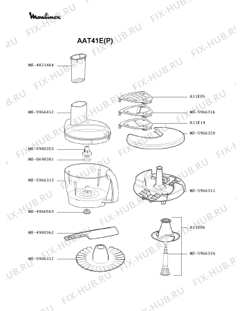 Взрыв-схема кухонного комбайна Moulinex AAT41E(P) - Схема узла Q0000031.0Q4