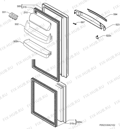 Взрыв-схема холодильника Electrolux ENA34835W - Схема узла Cooling system 017