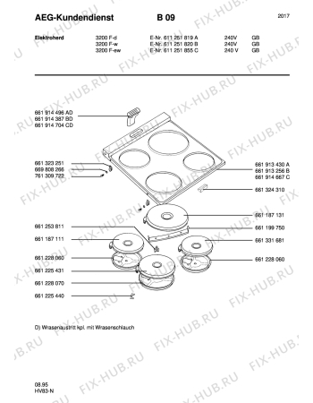 Взрыв-схема плиты (духовки) Aeg 3200F-W GB - Схема узла Section1