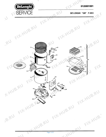 Схема №1 F-NEC с изображением Крышка для тостера (фритюрницы) DELONGHI 536107