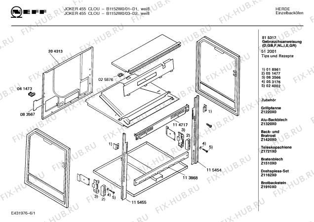 Схема №1 B1152W0 JOKER 455 CLOU с изображением Переключатель для электропечи Bosch 00032966