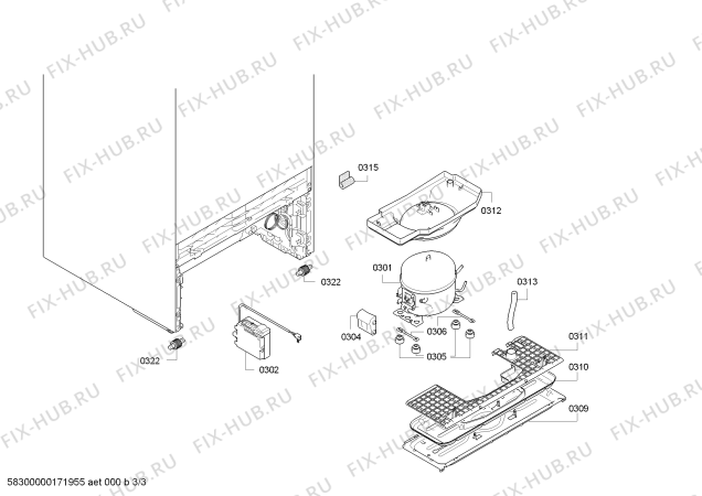 Взрыв-схема холодильника Balay 3FC1662P - Схема узла 03