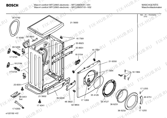 Схема №2 WFC2065II Maxx 4 comfort WFC2065 electronic с изображением Таблица программ для стиральной машины Bosch 00582512