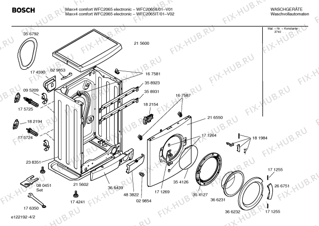 Схема №2 WFC2065IT Maxx 4 comfort WFC2065 electronic с изображением Таблица программ для стиралки Bosch 00584250