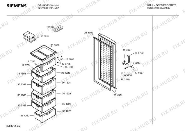 Взрыв-схема холодильника Siemens GS28K4F1 - Схема узла 02