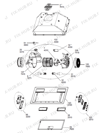 Схема №1 208355404622PRF01427 с изображением Двигатель (мотор) для вытяжки Whirlpool 488000536466