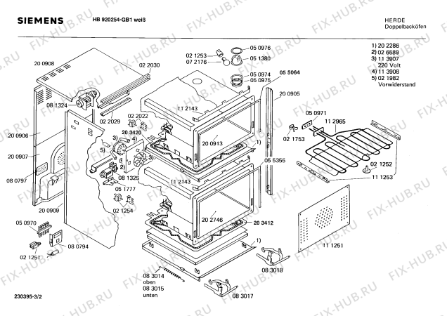 Взрыв-схема плиты (духовки) Siemens HB920254 - Схема узла 02