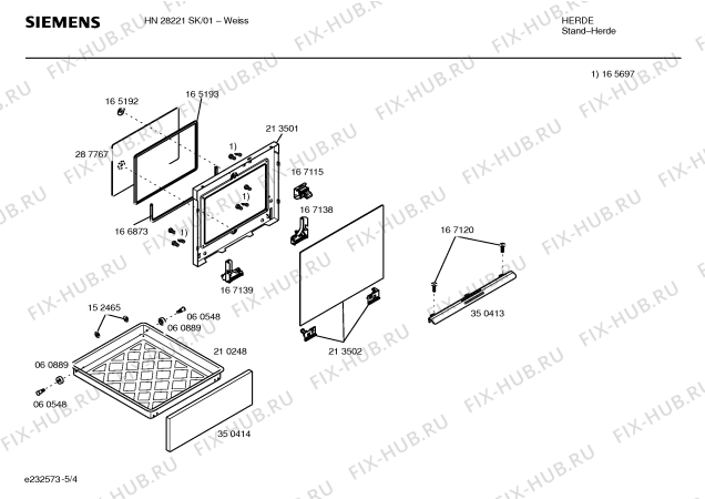 Взрыв-схема плиты (духовки) Siemens HN28221SK - Схема узла 04