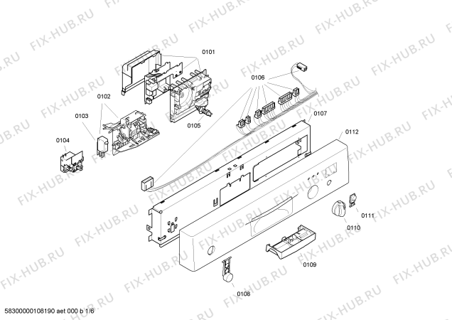 Схема №4 SGS55E08EU с изображением Панель управления для электропосудомоечной машины Bosch 00447597