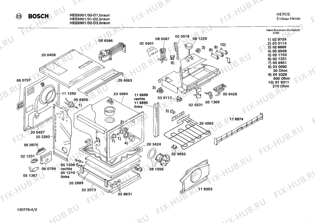 Взрыв-схема плиты (духовки) Bosch HEE6901 - Схема узла 02
