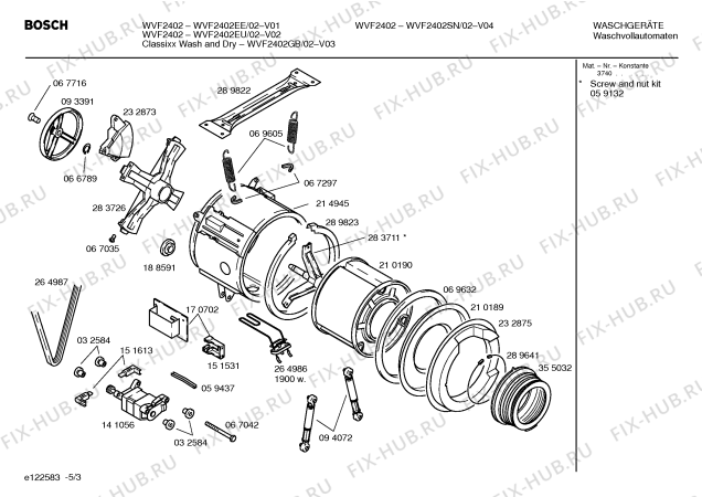Схема №3 WVF2402EU Bosch WVF 2402 с изображением Инструкция по эксплуатации для стиральной машины Bosch 00583867