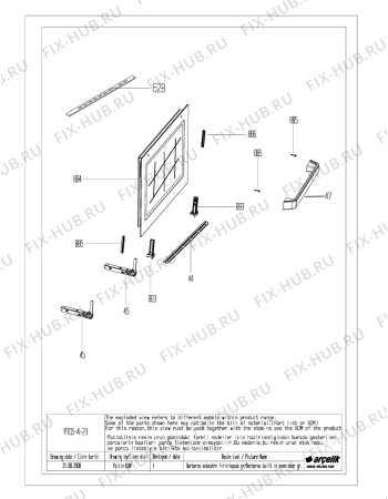 Взрыв-схема плиты (духовки) Beko OIC 21001 W (7757883802) - BARBOROS BI FRONT DOOR GR EXPLODED VIEW