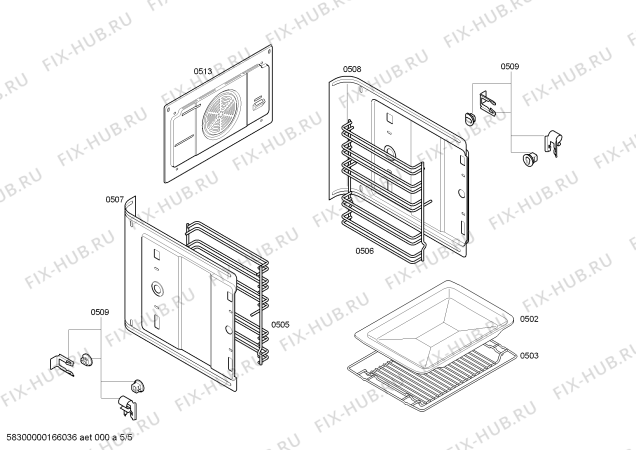 Взрыв-схема плиты (духовки) Siemens HB23GB540W H.SE.NP.L2D.IN.GLASS.S4/.X.E0_C/// - Схема узла 05