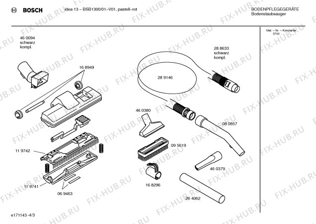 Схема №1 BSB1300 IDEA 13 с изображением Ручка для электропылесоса Bosch 00264069