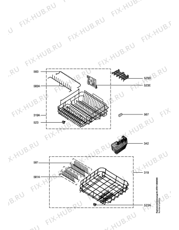 Взрыв-схема посудомоечной машины Aeg Electrolux FAV43080IM - Схема узла Baskets, tubes 061