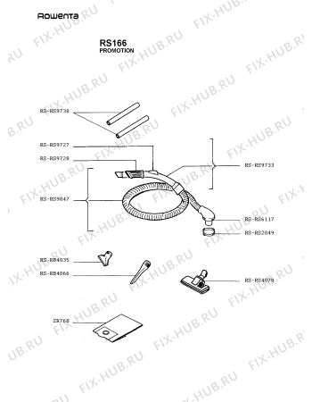 Взрыв-схема пылесоса Rowenta RS166 - Схема узла RS166P1F.R_2