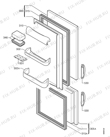 Взрыв-схема холодильника Privileg 068986 9 - Схема узла Door 003
