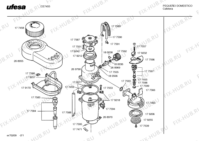 Схема №1 CE7455 с изображением Гайка для электрокофемашины Bosch 00177555