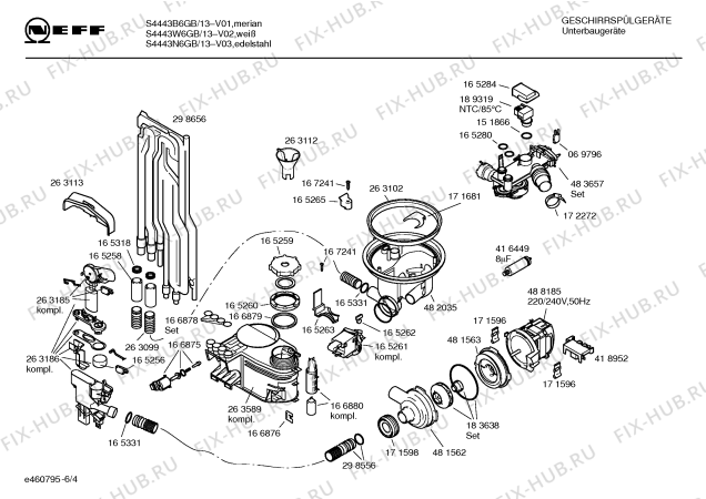 Схема №2 S3443N1 Art.SD549A с изображением Кнопка для посудомойки Bosch 00174640