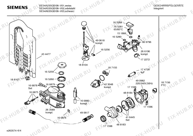 Схема №2 SE54A535GB с изображением Инструкция по эксплуатации для посудомоечной машины Siemens 00587806
