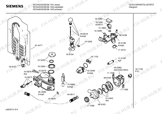 Схема №2 SGI53A36EU с изображением Кнопка для посудомойки Bosch 00416739