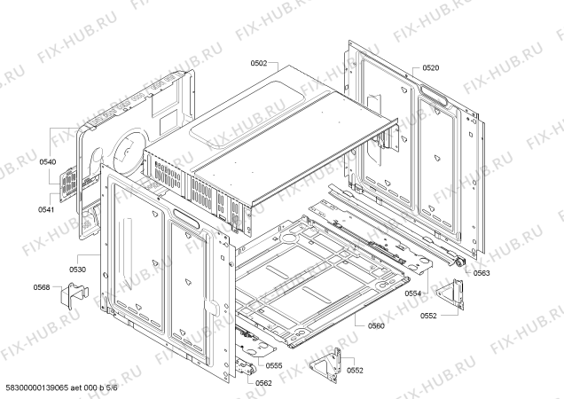 Взрыв-схема плиты (духовки) Siemens HB33BD540S - Схема узла 05