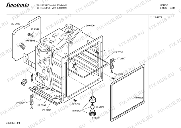 Взрыв-схема плиты (духовки) Constructa CH12751 - Схема узла 04