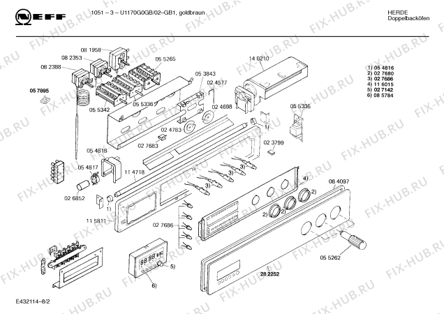 Схема №4 U1170G0GB 1051-3 с изображением Панель управления для духового шкафа Bosch 00282252